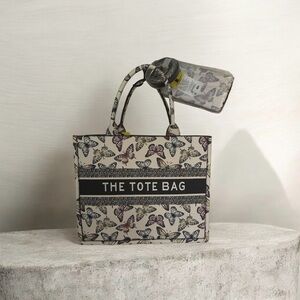 The Tote Bag - Butterfly Print Cream Tote